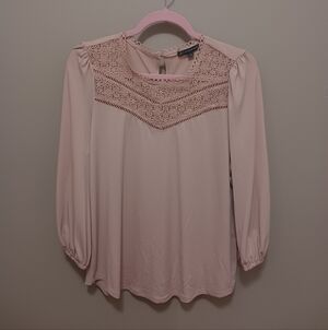 Womens Medium Adrianna Papell Light Pink Long Sleeve Blouse